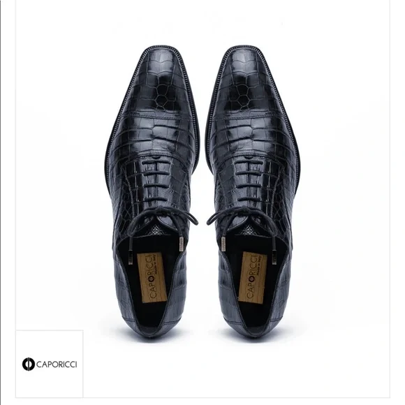 CAPORICCI 1114 Navy Genuine Alligator shoes display picture 1